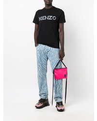 Мужская черная футболка с круглым вырезом с принтом от Kenzo