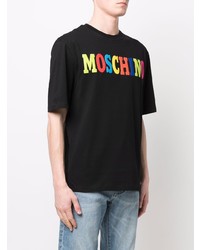 Мужская черная футболка с круглым вырезом с принтом от Moschino