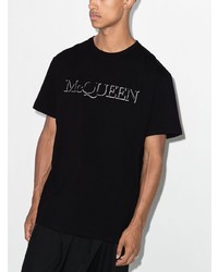 Мужская черная футболка с круглым вырезом с принтом от Alexander McQueen