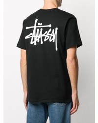 Мужская черная футболка с круглым вырезом с принтом от Stussy