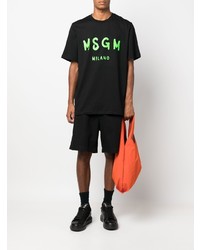 Мужская черная футболка с круглым вырезом с принтом от MSGM