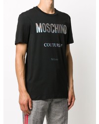 Мужская черная футболка с круглым вырезом с принтом от Moschino