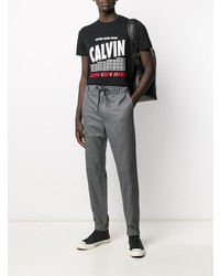 Мужская черная футболка с круглым вырезом с принтом от Calvin Klein Jeans