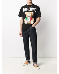 Мужская черная футболка с круглым вырезом с принтом от Moschino