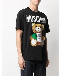 Мужская черная футболка с круглым вырезом с принтом от Moschino