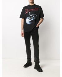 Мужская черная футболка с круглым вырезом с принтом от DOMREBEL