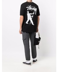 Мужская черная футболка с круглым вырезом с принтом от Stussy