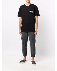 Мужская черная футболка с круглым вырезом с принтом от Stussy