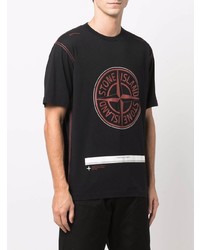 Мужская черная футболка с круглым вырезом с принтом от Stone Island