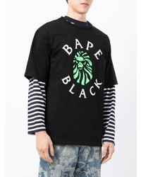 Мужская черная футболка с круглым вырезом с принтом от BAPE BLACK *A BATHING APE®