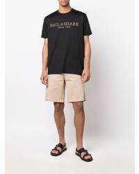 Мужская черная футболка с круглым вырезом с принтом от Paul & Shark
