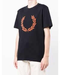 Мужская черная футболка с круглым вырезом с принтом от Fred Perry