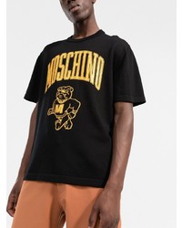 Мужская черная футболка с круглым вырезом с принтом от Moschino