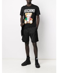 Мужская черная футболка с круглым вырезом с принтом от Moschino