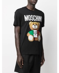 Мужская черная футболка с круглым вырезом с принтом от Moschino