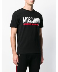 Мужская черная футболка с круглым вырезом с принтом от Moschino