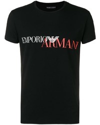 Мужская черная футболка с круглым вырезом с принтом от Emporio Armani