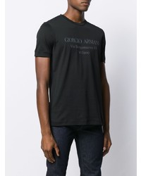 Мужская черная футболка с круглым вырезом с принтом от Giorgio Armani