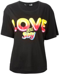Женская черная футболка с круглым вырезом с принтом от Love Moschino