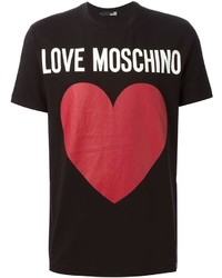 Мужская черная футболка с круглым вырезом с принтом от Love Moschino