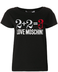 Женская черная футболка с круглым вырезом с принтом от Love Moschino