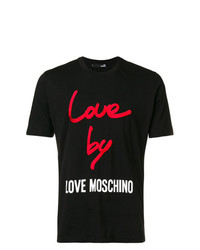 Мужская черная футболка с круглым вырезом с принтом от Love Moschino