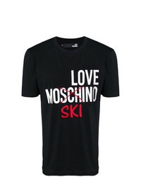 Мужская черная футболка с круглым вырезом с принтом от Love Moschino