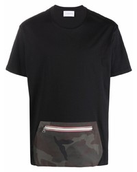 Мужская черная футболка с круглым вырезом с принтом от Low Brand