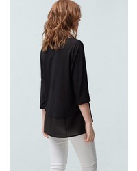 Женская черная футболка с круглым вырезом с принтом от Mango