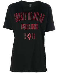 Женская черная футболка с круглым вырезом с принтом от Marcelo Burlon County of Milan