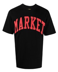 Мужская черная футболка с круглым вырезом с принтом от MARKET
