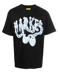 Мужская черная футболка с круглым вырезом с принтом от MARKET