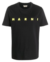 Мужская черная футболка с круглым вырезом с принтом от Marni