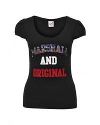 Женская черная футболка с круглым вырезом с принтом от Marshall Original