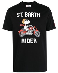 Мужская черная футболка с круглым вырезом с принтом от MC2 Saint Barth