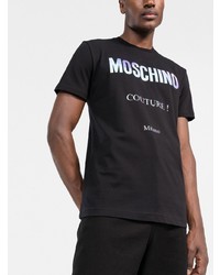 Мужская черная футболка с круглым вырезом с принтом от Moschino