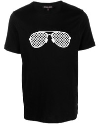 Мужская черная футболка с круглым вырезом с принтом от Michael Kors