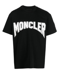 Мужская черная футболка с круглым вырезом с принтом от Moncler