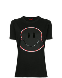 Женская черная футболка с круглым вырезом с принтом от Moncler