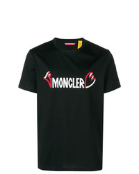 Мужская черная футболка с круглым вырезом с принтом от Moncler