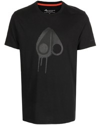 Мужская черная футболка с круглым вырезом с принтом от Moose Knuckles
