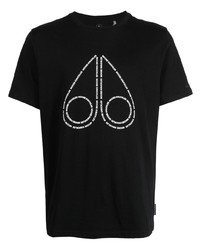 Мужская черная футболка с круглым вырезом с принтом от Moose Knuckles