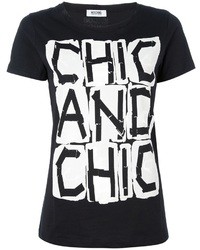 Женская черная футболка с круглым вырезом с принтом от Moschino Cheap & Chic