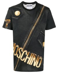 Мужская черная футболка с круглым вырезом с принтом от Moschino