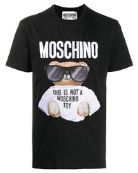 Мужская черная футболка с круглым вырезом с принтом от Moschino