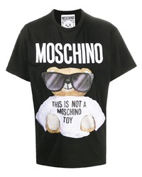 Мужская черная футболка с круглым вырезом с принтом от Moschino