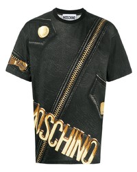 Мужская черная футболка с круглым вырезом с принтом от Moschino