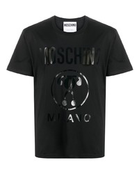 Мужская черная футболка с круглым вырезом с принтом от Moschino