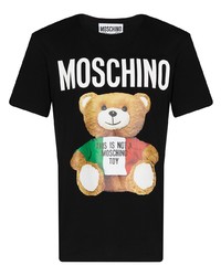 Мужская черная футболка с круглым вырезом с принтом от Moschino