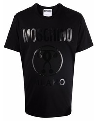 Мужская черная футболка с круглым вырезом с принтом от Moschino